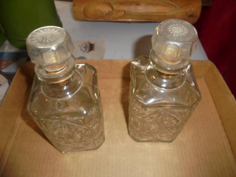 Lot -Metal Wine Bottle Holder, Glass Decanters
