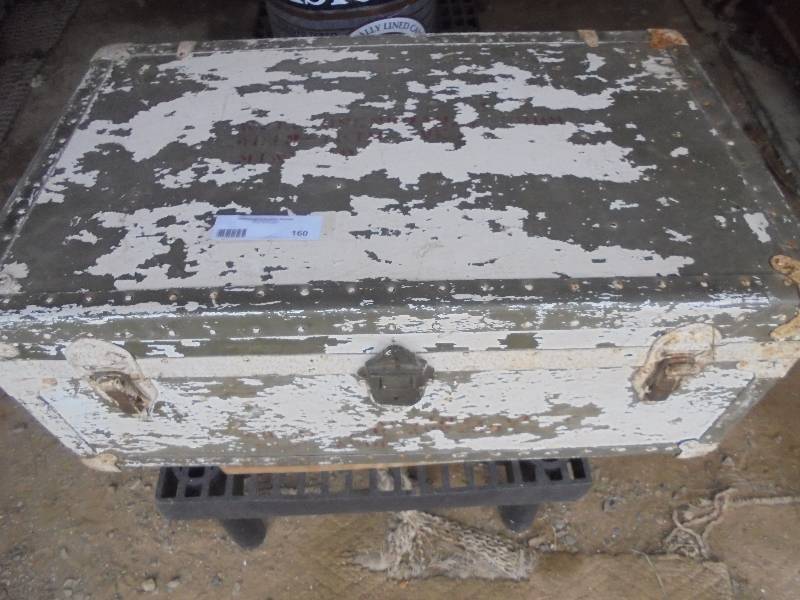Painted Metal Trunk With Insert