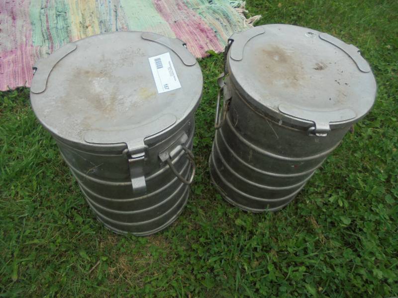 Pair - Stainless Steel Cans with Covers,