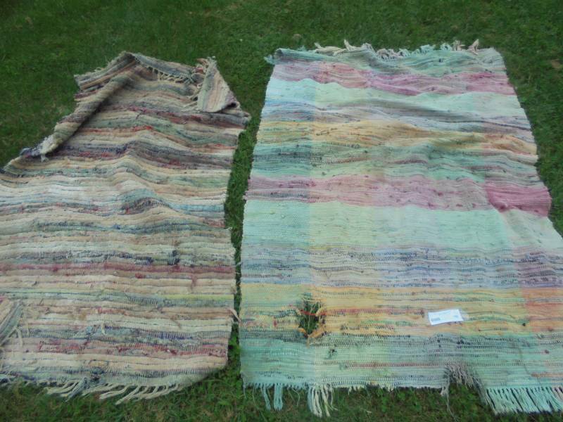 Pair - Braided Rugs, appx 64x36. Needs cleaning, one has holes