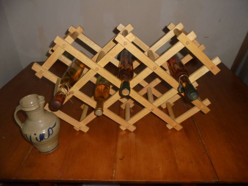 Lot - Wine Rack, Vino Potter Pitcher, Oil Bottles