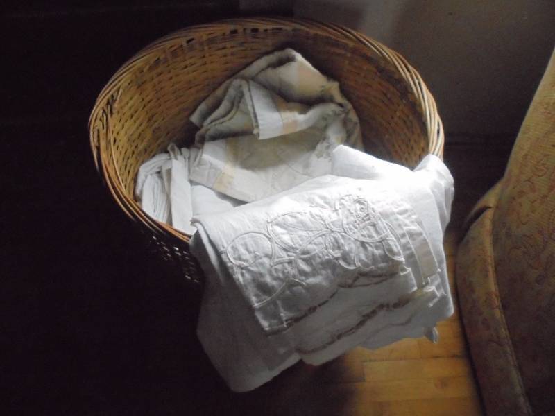 Fancy WorkLinen in Large Basket