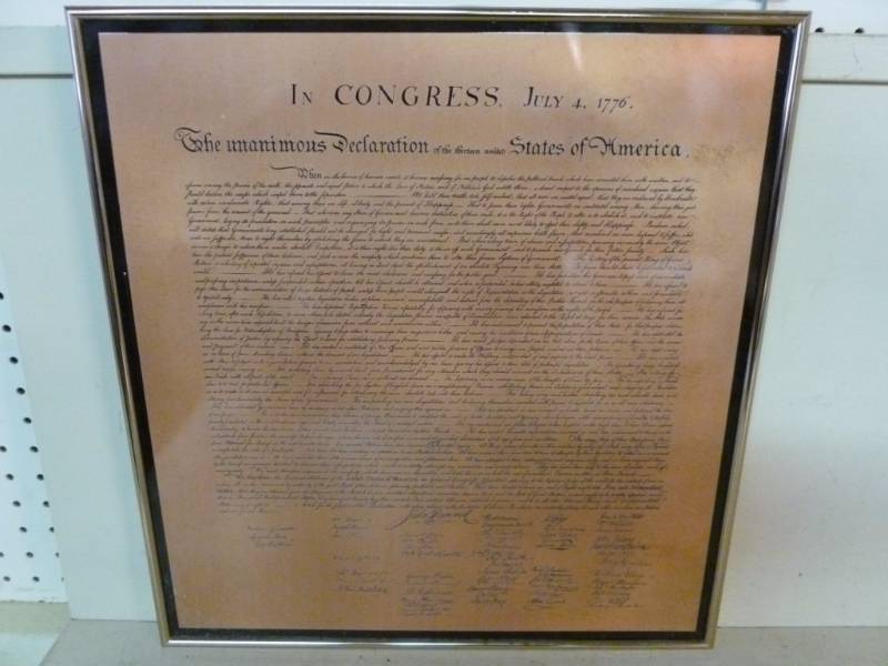 lot 30 image: Framed Declaration Of Independence