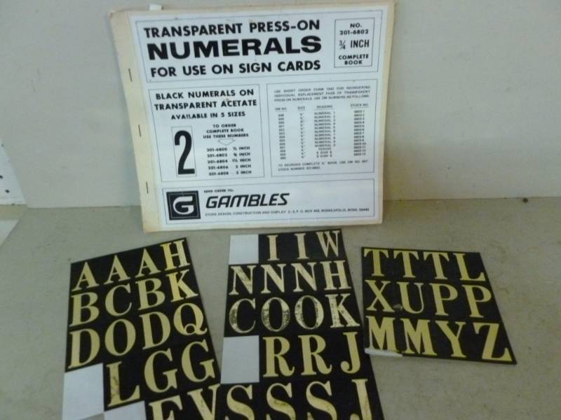 lot 94 image: Vintage Press On Numbers