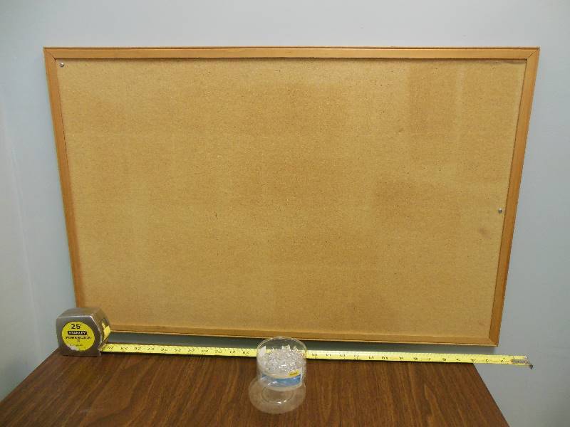 lot 35 image: 35 in. x 23 in. (approx.) Bulletin Board with Clear Push Pins