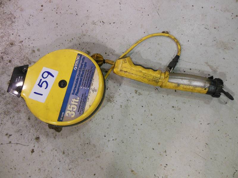 lot 159 image: 35 Ft. Voltec Retractable Cord Reel with Fluorescent Work Light
