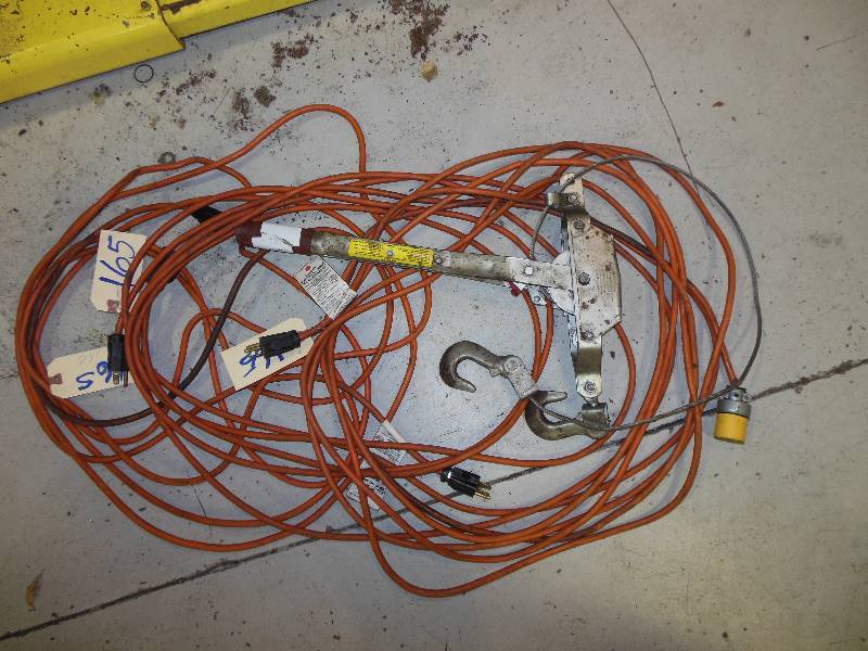 lot 165 image: Extension Cords (Two 26 Ft, One 25 Ft) and Come-a-long