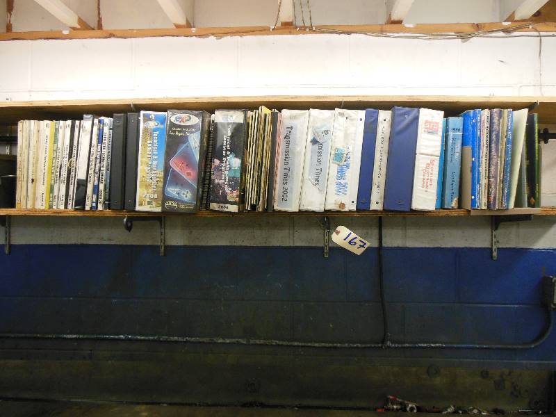 lot 167 image: SEE UPDATED DETAILED PHOTOS OF MANUALS Shelf of Shop Manuals