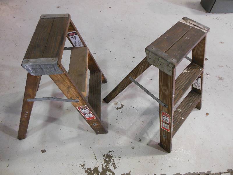 lot 223 image: Two Wooden 22 12 Werner Step Ladders