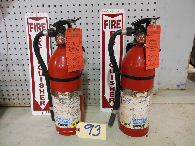 lot 93 image: Two Kidde Fire Extinguishers and Signs