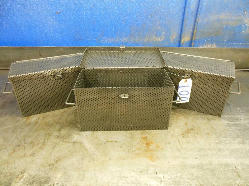 lot 100 image: 3 Steel Draining Shop Baskets - Used with Tables in Lots 98, 99, 101