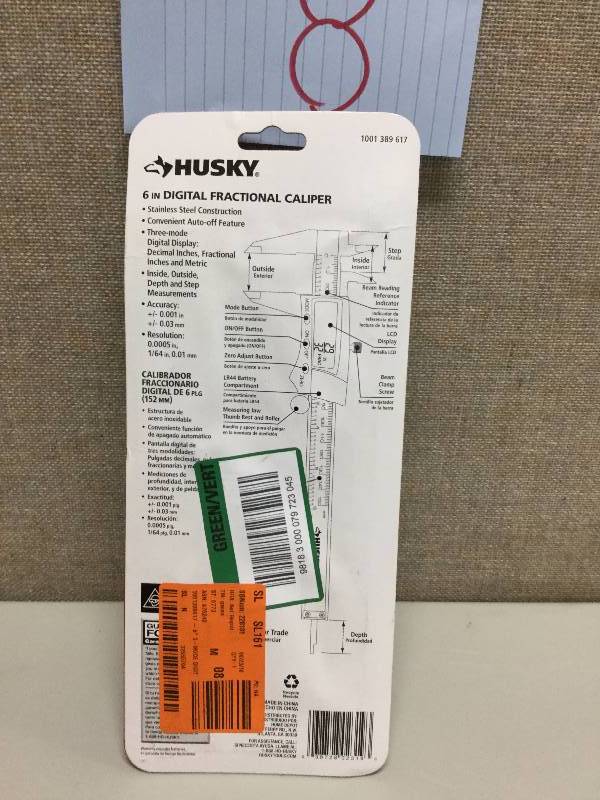 lot 8 image: Husky 6 in Digital Frational Caliper- open package in like new condition