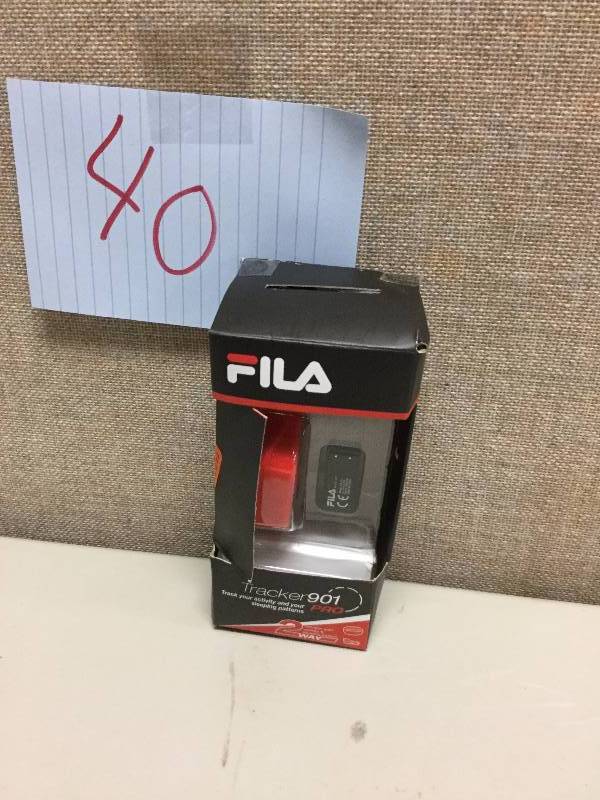 lot 40 image: FILA Tracker 901 Pro Activity & Sleep Wristband with Clip - Box is a little damaged- Item is New Stock photo and Actual Pictures are shown