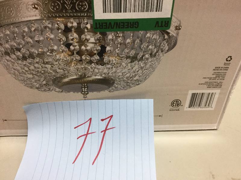 lot 77 image: Hampton Bay Flushmount Brushed Nickel Finished Open Box never used