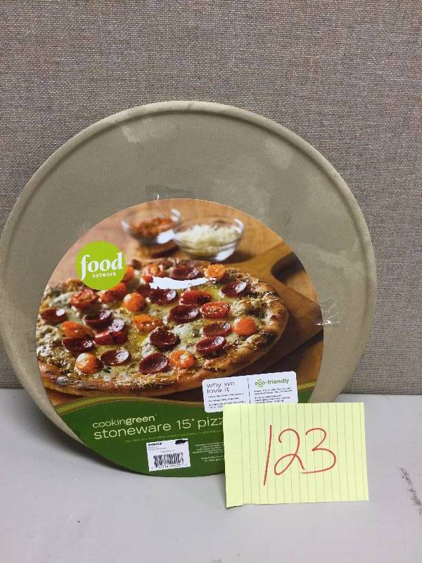 lot 123 image: Food Network Cooking Green Stoneware 15 Pizza Never used