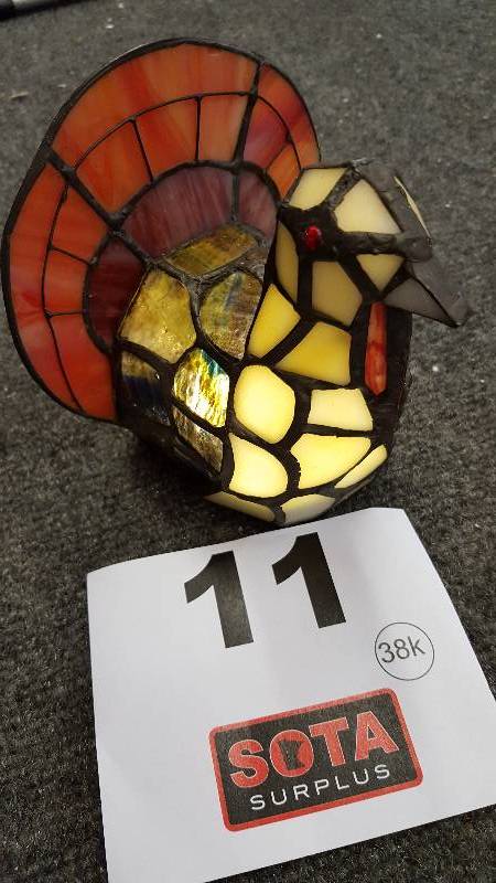 Tiffany-Style Turkey Wireless LED Stained Glass Accent Lamp