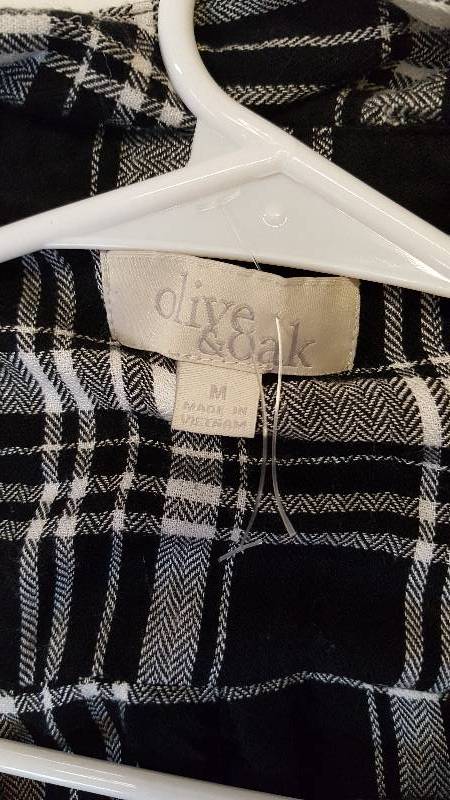 Olive & Oak Womens Long Sleeve Shirt - BlkWht  Medium