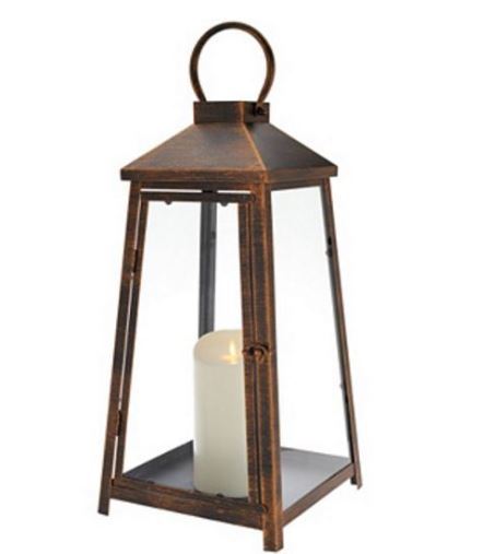 Luminara 18 Hampton Indoor Outdoor Lantern with Flameless Candle & Remote  - BRONZE