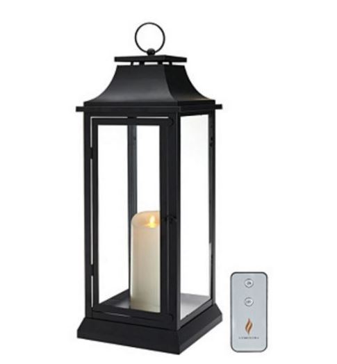 Luminara 25 Heritage Indoor Outdoor Lantern with Flameless Candle & Remote - BLACK