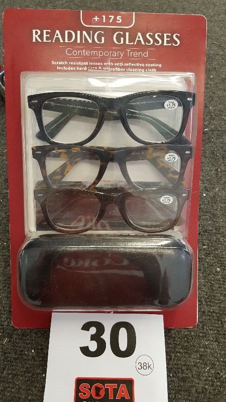 Contemporary 175 Reading Glasses (x3) plus case