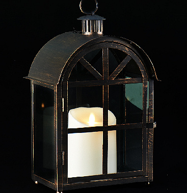 Luminara Crescent Lantern with Flameless Candle w Timer