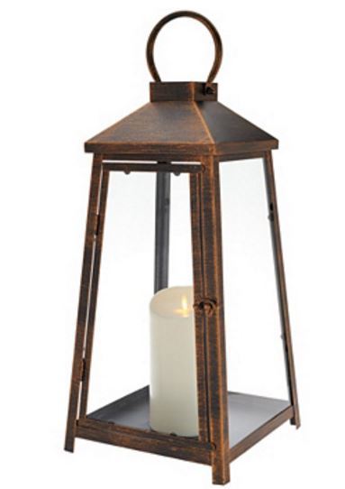 lot 140 image: Luminara 18 Hampton Indoor Outdoor Lantern with Flameless Candle & Remote  - BRONZ