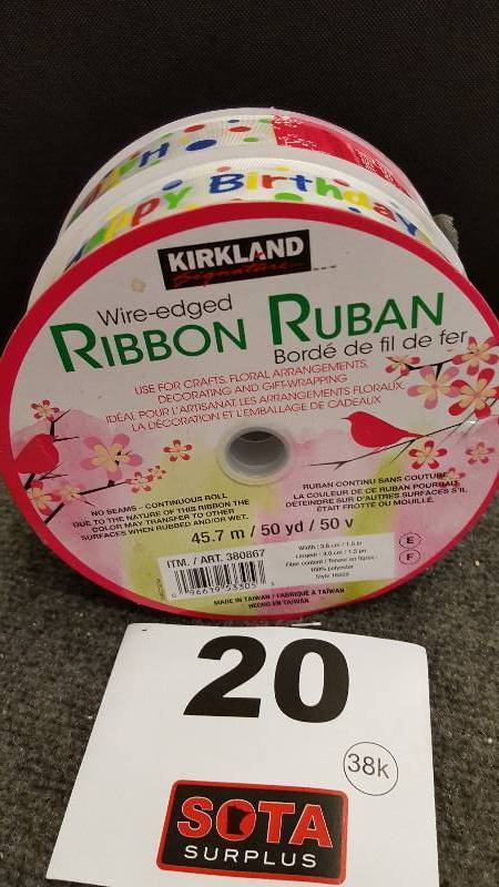 lot 20 image: Wire Edged Ribbon 2 - 50 Yd Rolls