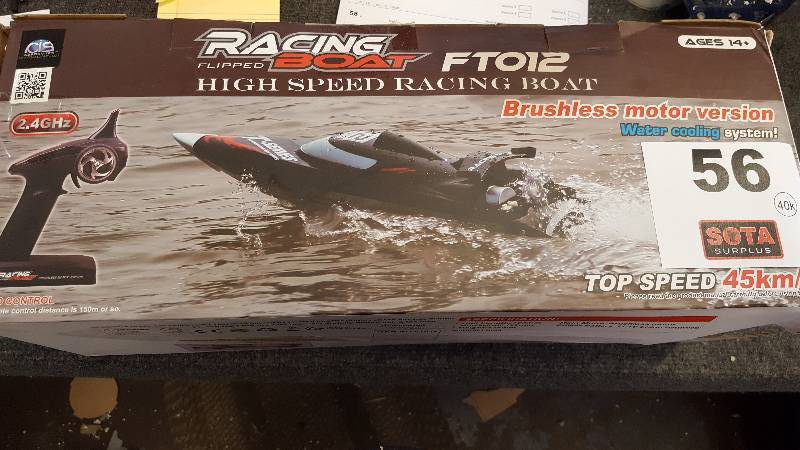 lot 56 image: CIS 30 MPH Remote-Controlled Speed Boat with Water-Cooled Brushless Motor