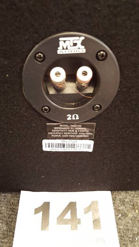 lot 141 image: MTX Audio Terminator 1,200-Watt Dual 12-Inch Sub Enclosure
