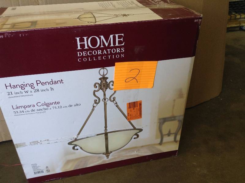 lot 2 image: Home Decorators Collection Fairview 3-light Heritage Bronze Bowl Pendant 517 769 Open Box never Used - stock and actual picture used