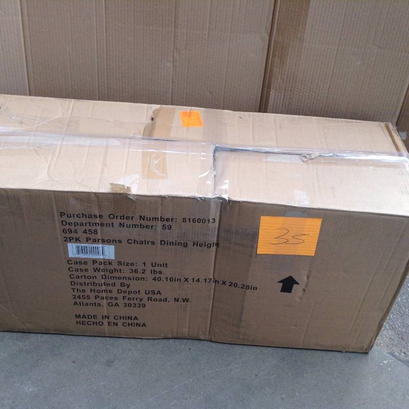 lot 35 image: Classic Parsons Chair Dining Height in Dark Brown (2-Pack) Open Box never used it is original box, item requires assembly Stock and actual pictures shown