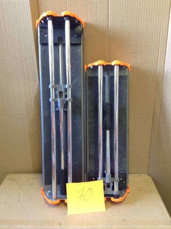lot 70 image: Lot of 2 HDX Tile Cutters 1- 14 in and 1 is 20 in - this are open boxes not used