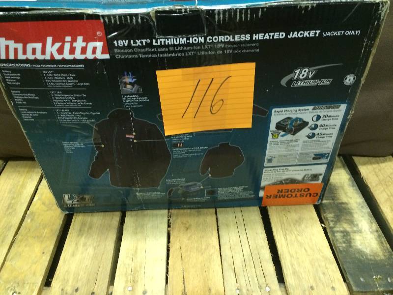lot 116 image: Makita 18 V LXT Lithium - ion Cordless Heated Jacket - Jacket only - Customer order open box never used