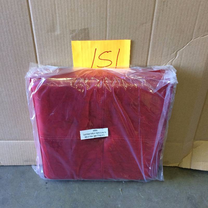 lot 151 image: Foldable Ottman model F-0625-Red Box- Box opened to display Item New Stock and actual pictures shown