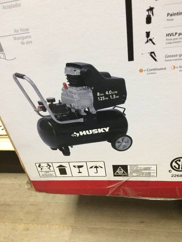 lot 153 image: Husky 8 Gal Oil Lubricrated Compressor New Sealed Box
