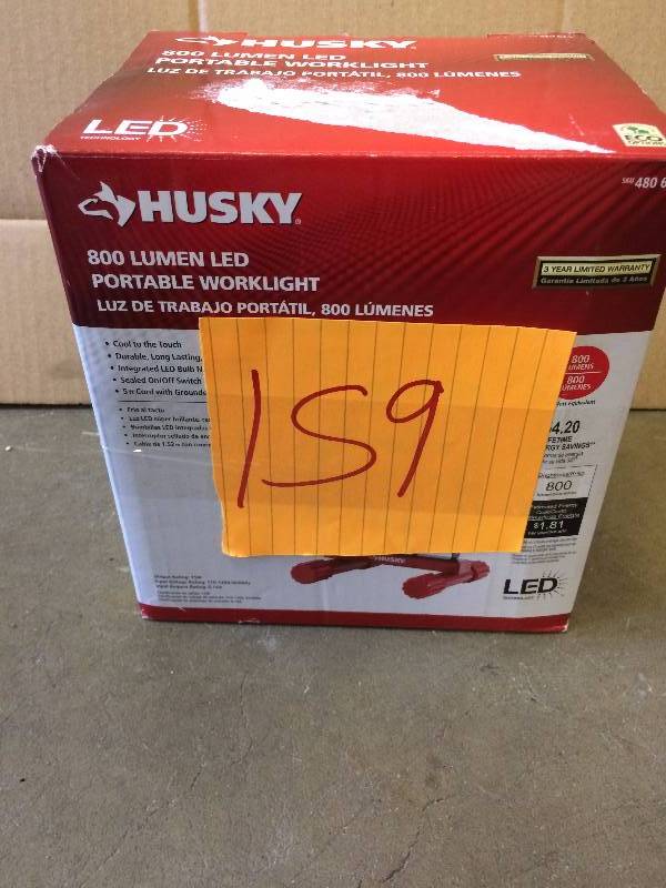 lot 159 image: Husky 800 Lumen LED Portable Worklight New in Box