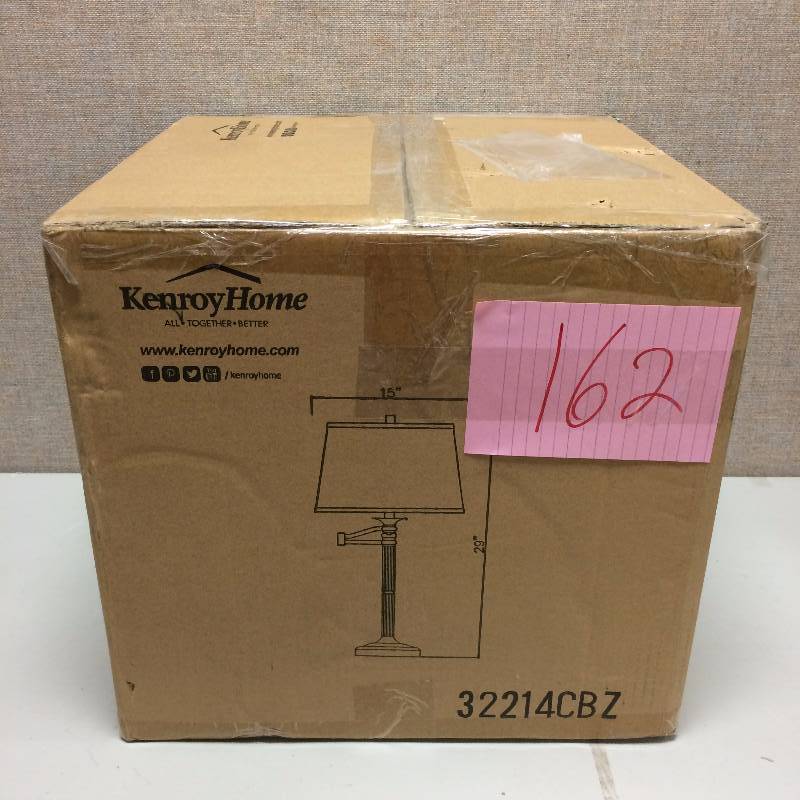 lot 162 image: Kenroy Home Riverside Swing-Arm Table Lamp- Box was open to display item- New- Stock and actual pictures shown