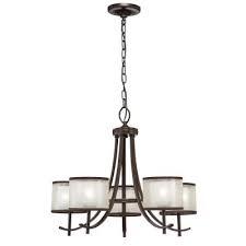 lot 3 image: Hampton Bay 89547 5-Light Bronze Ceiling Chandelier w Organza Shade Open Box never used