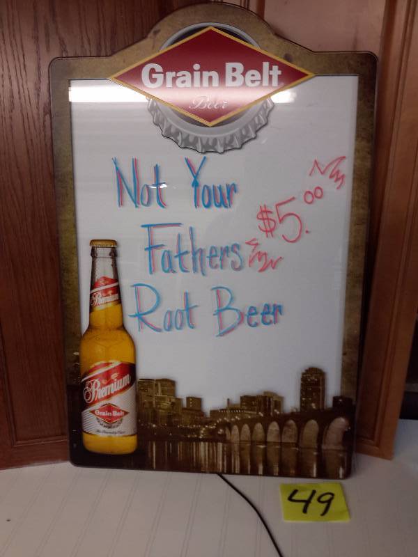 lot 49 image: Grainbelt message board.. Lights up.. No cord
