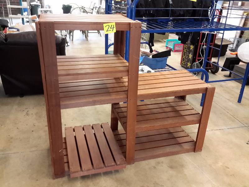 lot 24 image: Solid wood modular shelf