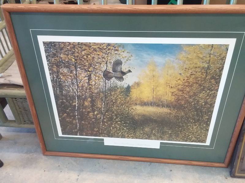 lot 35A image: NOEL DUNN, Artwork.. Clover Trail Crossing, Ruffed Grouse.