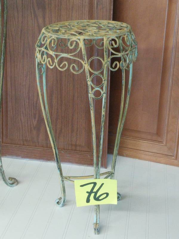 lot 76 image: 2 nice metal decorative plant stands.  28  and 20 in height