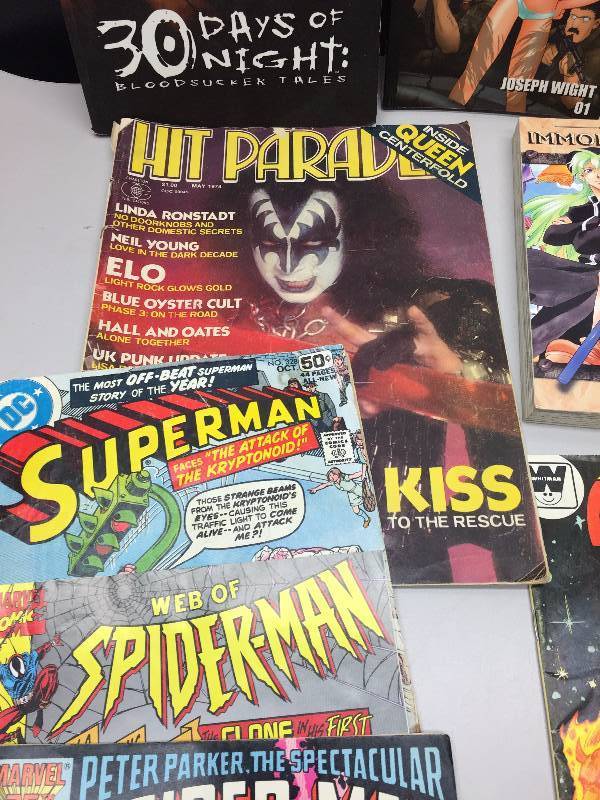 lot 13 image: COLLECTIBLE COMIC BOOKS, SPIDER MAN, WONDER WOMAN, TEEN TITANS, HIT PARADE KISS