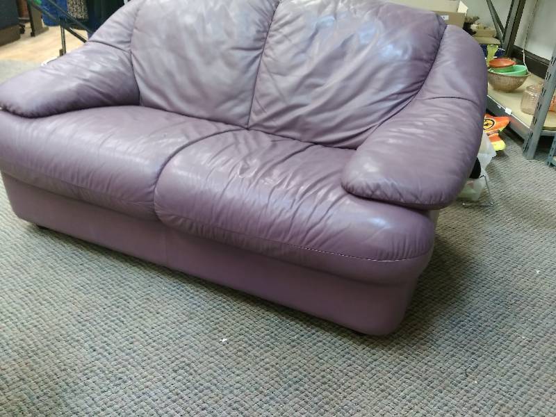Mauve Leather Love Seat
