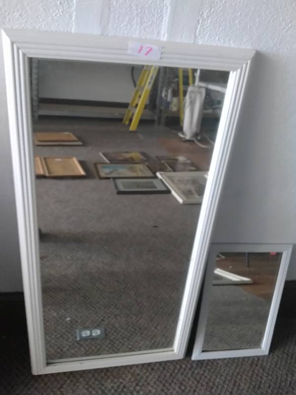 Two White Framed Mirrors
