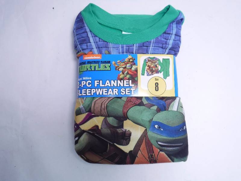lot 8 image: New Boys Size 8 2-Piece Flannel Sleepwear Set - TMNT