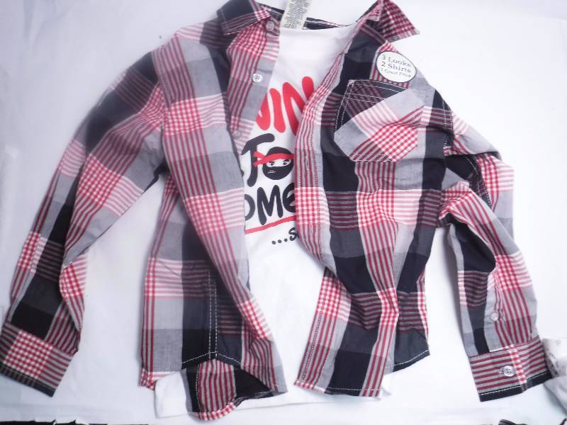 lot 16 image: New Boys Size S (6-7) Flannel Shirt  T-Shirt
