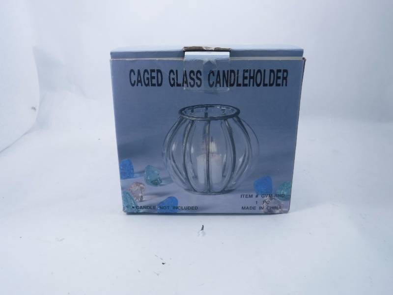 lot 88 image: Caged Glass Candleholder