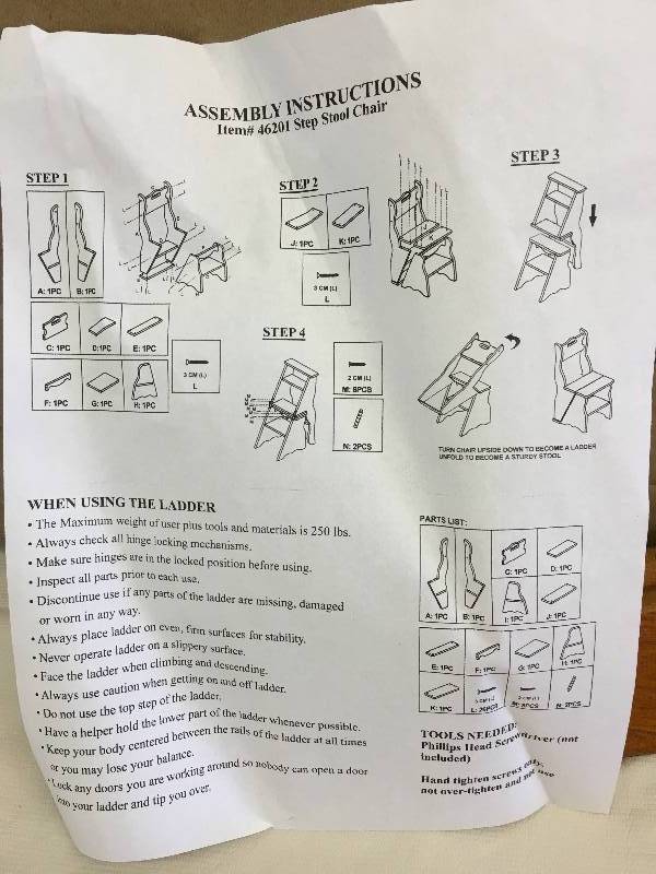 lot 2 image: wood chairstepstool