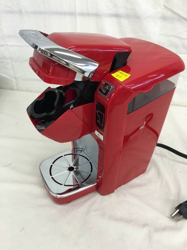 lot 155 image: Red Keurig MINI Plus Personal K-Cup Brewing System retail $80